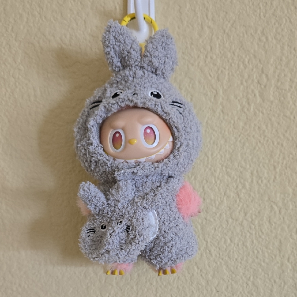Labubu Clothes - Gray Bunny Plush Costume With Bunny Working Bag